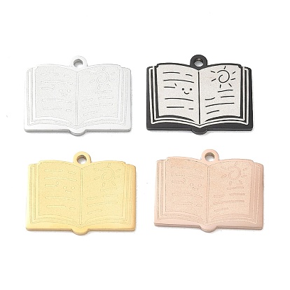 Pendentifs en acier inoxydable, charmes de livre, polir