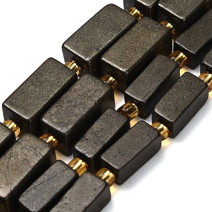 Нити из бусин из натурального золотого пирита/золотого пирита, кубоид, с бисером