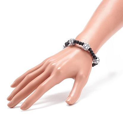Sport Theme Acrylic Beaded Stretch Bracelet for Men Women