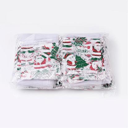 Christmas Organza Bags, White, 13x9cm