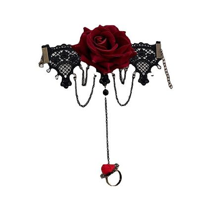 Готический стиль ретро сплав кружево цветок звено кольца браслеты для женщин
