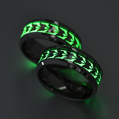 Luminous Stainless Steel Butterfly Finger Ring, Glow In The Dark Jewelry for Women