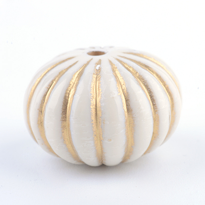 Pumpkin Plating Acrylic Beads, Golden Metal Enlaced, 18x12.5mm, Hole: 2mm, about 202pcs/500g