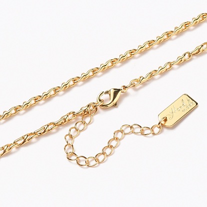 Brass Link Chain Necklaces, Long-Lasting Plated, Word Hand Made