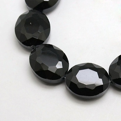 Crystal Glass Oval Beads Strands, Faceted, 24x20x10mm, Hole: 1mm, about 30pcs/strand, 28.3 inch