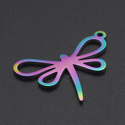 Ion Plating(IP) 201 Stainless Steel Pendants, Dragonfly, Laser Cut
