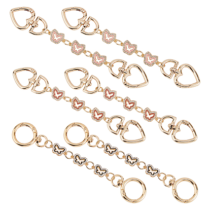 6 шт. 3 стили железо стекло с эмалированной бабочкой удлинительные цепи, с литыми пружинными кольцами, золотой свет