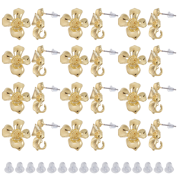 40шт. серьги-гвоздики из цветочного сплава, с 316 хирургическими штифтами из нержавеющей стали, стойки покрытие, без кадмия, без никеля и без свинца, с 100 пластиковыми ушными гайками