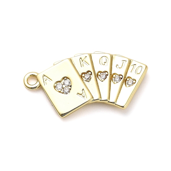 Латунные микро проложить кубического циркония подвески, прелести игральных карт, стойки покрытие, долговечный, без свинца и без кадмия
