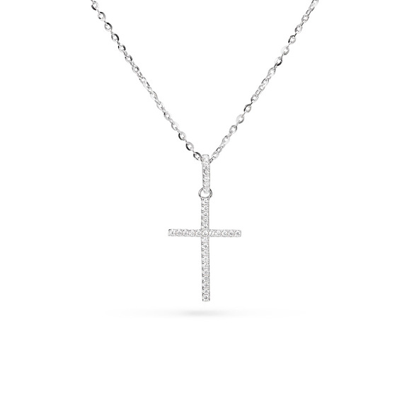 TINYSAND CZ Jewelry 925 Sterling Silver Cubic Zirconia Cross Pendant Necklaces