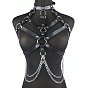 Черные ремни из искусственной кожи для груди, регулируемые цепочки для ночного клуба с кисточкой из сплава
