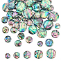 16Pcs 4 Styles Natural Paua Shell Cabochons, Flat Round, with Enamel