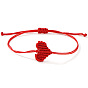 Adjustable Braided Polyester Cord Bracelets for Friendship and Couple, Heart