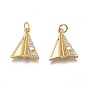 Brass Micro Pave Clear Cubic Zirconia Charms, Long-Lasting Plated, Paper Line