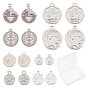 16Pcs 8 Styles 304 Stainless Steel Pendants, Flat Round