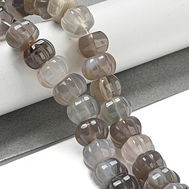 Natural Grey Agate Beads Strands, Pumpkin