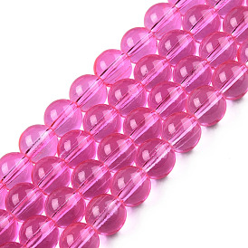 Baking Painted Transparent Glass Round Bead Strands, 4.5~5mm, Hole: 1mm, about 200~210pcs/strand, 31.4 inch