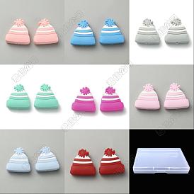 16pcs 8 couleurs perles en silicone sur le thème de Noël, chapeau de Noël