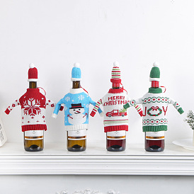 Christmas wine bottle set Hong Kong Love Christmas decorations snowman knitted red wine set restaurant decoration