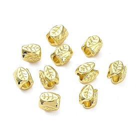 Rack Plating Alloy Beads, Long-Lasting Plated, Lead Free & Cadmium Free, Leaf
