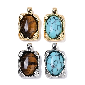 Латунь с подвесками из драгоценных камней, прямоугольные