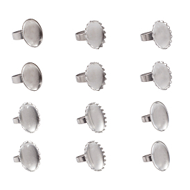DIY Finger Ring Kits, with Transparent Oval Glass Cabochons, Finger Rings Components