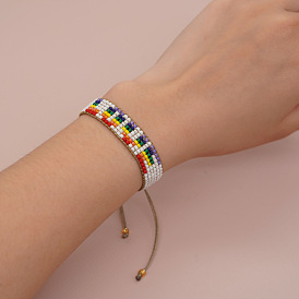 Colorful Handmade LOVE Rainbow Mosaic Bracelet for Women by Mikiyu