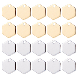 2 Farben Messing Charms, langlebig überzogen, Nickel frei, Hexagon