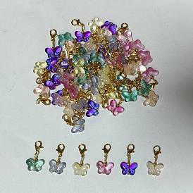 60 piezas 6 decoraciones colgantes de cristal de mariposa de colores, con broches de langosta de la aleación de la garra