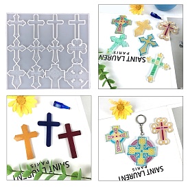 Religion Theme Cross Cabochon Silicone Molds, Resin Casting Molds, for UV Resin, Epoxy Resin Craft Making