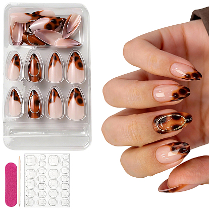 Leopard Print Resin Full Cover Press On False Nails, Nail Art Detachable Manicure, with Stickers