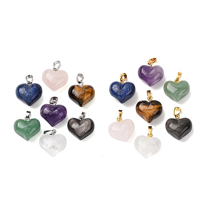 Природных драгоценных камней подвески, подвески-сердечки с латунными застежками на порожках