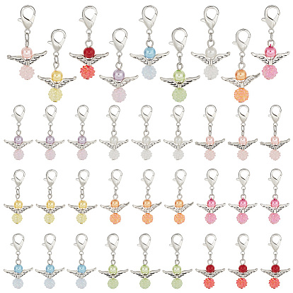 4 комплекты украшений из сплава и акрила, с цинковым сплавом застежками омаров коготь, ангел