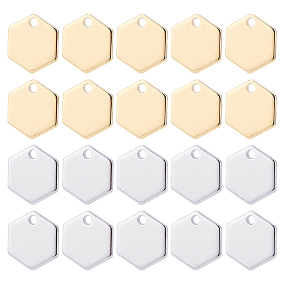 2 Farben Messing Charms, langlebig überzogen, Nickel frei, Hexagon