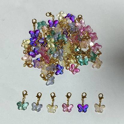60 piezas 6 decoraciones colgantes de cristal de mariposa de colores, con broches de langosta de la aleación de la garra
