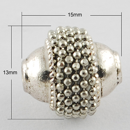 Handmade Indonesia Beads, with Alloy Cores, Oval, 13x15x13mm, Hole: 2mm