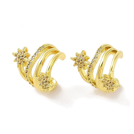 Женские серьги-манжеты из латуни с микропаве и прозрачным цирконием, звезда