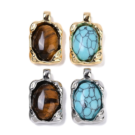 Латунь с подвесками из драгоценных камней, прямоугольные