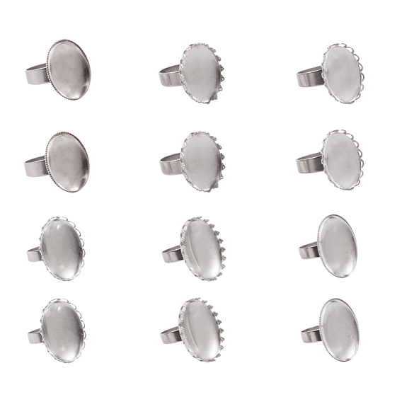 DIY Fingerring-Kits, mit transparenten ovalen Glascabochons, Fingerringe Komponenten