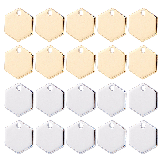 2 Farben Messing Charms, langlebig überzogen, Nickel frei, Hexagon