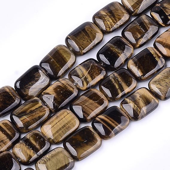 Chapelets de perles oeil de tigre naturelles, rectangle