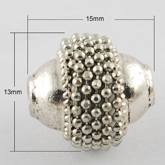 Handmade Indonesia Beads, with Alloy Cores, Oval, 13x15x13mm, Hole: 2mm
