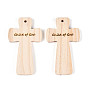 Подвески из натуральной сосны большие, со словом, неокрашенными, крестик