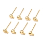 SHEGRACE Brass Round Ball Stud Earring Findings, Cadmium Free & Nickel Free & Lead Free, Long-Lasting Plated