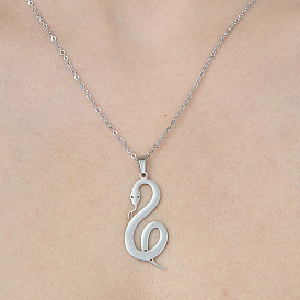 201 Stainless Steel Hollow Snake Pendant Necklace