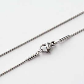 201 Stainless Steel Snake Chains Necklaces, with Lobster Claw Clasps