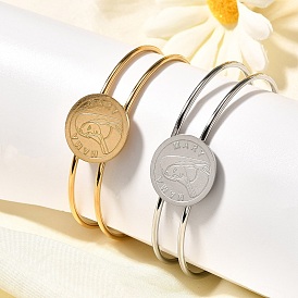 День матери 201 браслеты из нержавеющей стали, плоские круглые с девственницей