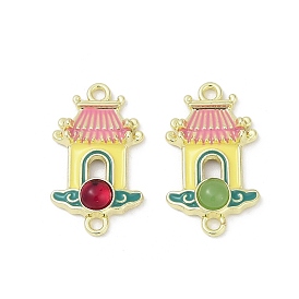 Сплав эмаль китайский дом соединительные подвески, cmолой, без кадмия, без никеля и без свинца, стойки покрытие, золотые