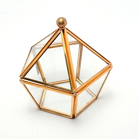 Геометрический стеклянный террариум, для сада, открытый, в помещении, украшение дома, пятиугольник