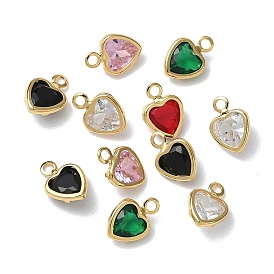 Латунный микропаве кубический цирконий со стеклянными подвесками, сердце прелести, без никеля 